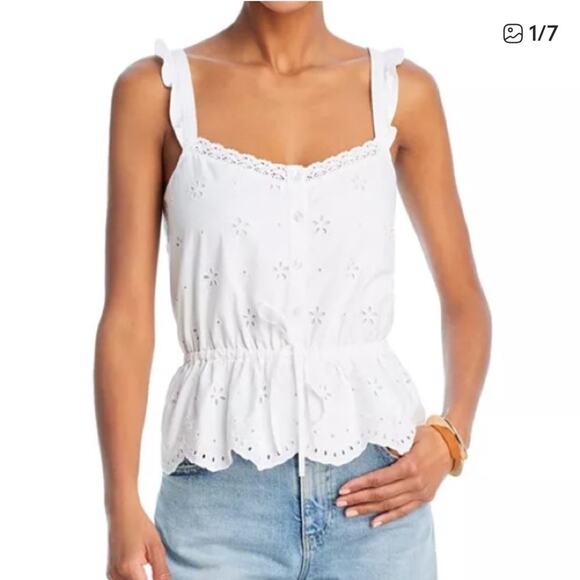 PAIGE Tops - NWOT: Paige Marsa Eyelet Embroidered Sleeveless Top 100% Cotton White Size 12